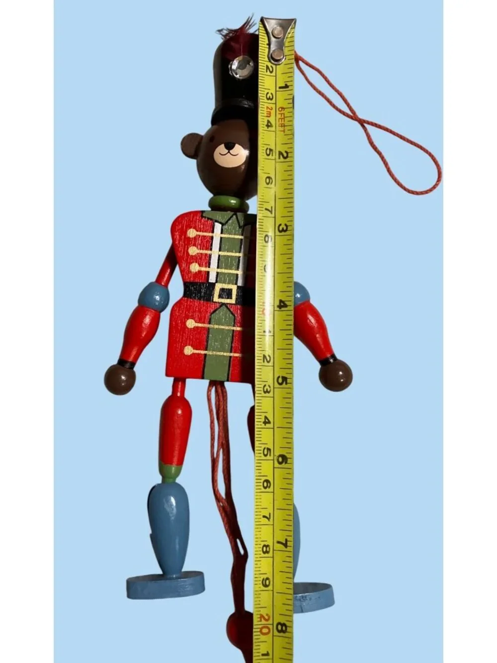 Wooden Bear Nutcracker Ornament With Pull String Mechanism
